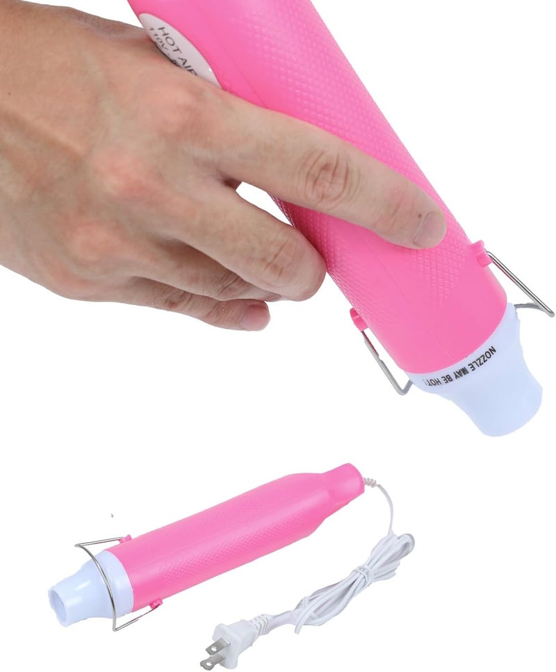 VortecSys Heat Gun, 110V 300W Handed Hot Air Gun for Crafting, 3.28FT Ultra-Long Cable Portable Heat Gun with Stand and Power Cord for Shrinking Wrapping PVC, DIY Embossing and Drying Paint (Pink) - Image 1